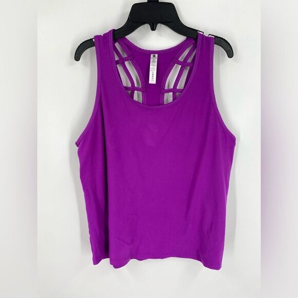 90 Degree Scoop Neck Racer Back Purple Workout Tank Top XS - Picture 1 of 3